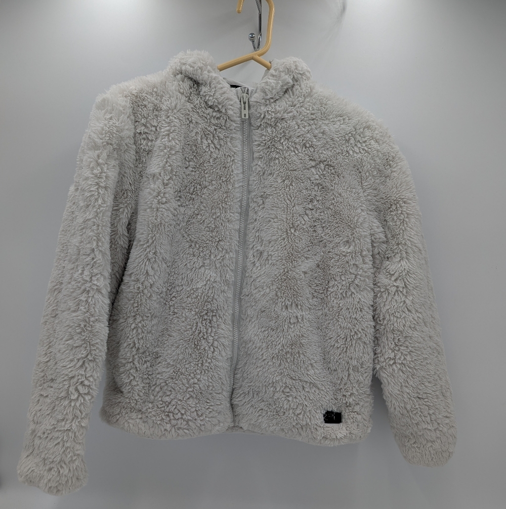 Under Armour Youth Fleece Cozy Jacket Xl Off White Zip Fuzzy Loungewear Soft